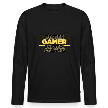 Bester Gamer in der Galaxie - Männer Premium Bio Langarmshirt - Schwarz - Vorne - Nico (187cm)