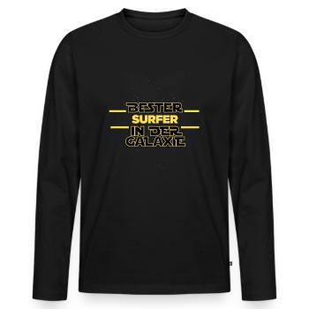 Bester Surfer in der Galaxie - Männer Premium Bio Langarmshirt - Schwarz - Vorne - Nico (187cm)