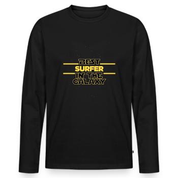 Best Surfer in the galaxy surfing - Männer Premium Bio Langarmshirt - Schwarz - Vorne - Nico (187cm)