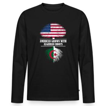 American Grown with algerian Roots flag - Männer Premium Bio Langarmshirt - Schwarz - Vorne - Nico (187cm)