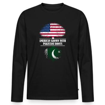 American Grown with Pakistani Roots flag - Men's Premium Organic Long Sleeve Shirt - black - Front - Nico (187cm)