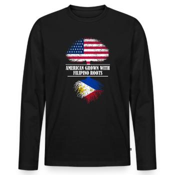 American grown with filipino roots Philippines - Men's Premium Organic Long Sleeve Shirt - black - Front - Nico (187cm)