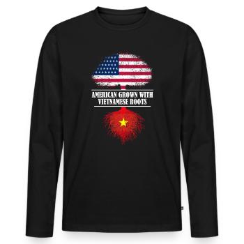 American grown with vietnamese roots flag - Men's Premium Organic Long Sleeve Shirt - black - Front - Nico (187cm)
