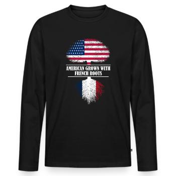 Américain cultivé avec des racines français France - T-shirt manches longues Premium bio Homme - noir - Devant - Nico (187cm)
