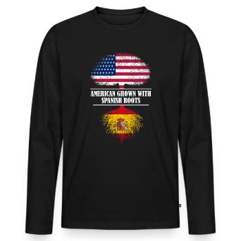 American grown with spanish roots Spain - Men's Premium Organic Long Sleeve Shirt - black - Front - Nico (187cm)