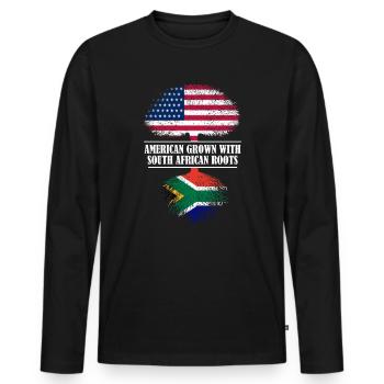American grown with south african roots Flag - Men's Premium Organic Long Sleeve Shirt - black - Front - Nico (187cm)