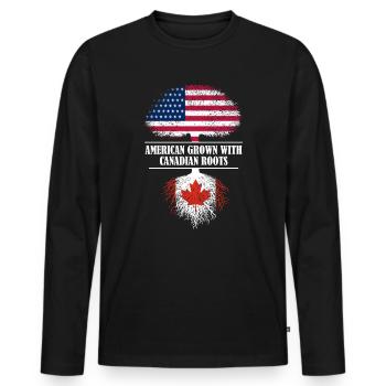 Américain cultivé avec des racines canadiennes Canada - T-shirt manches longues Premium bio Homme - noir - Devant - Nico (187cm)