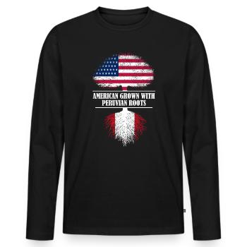 Américain cultivé avec des racines péruviennes drapeau - T-shirt manches longues Premium bio Homme - noir - Devant - Nico (187cm)