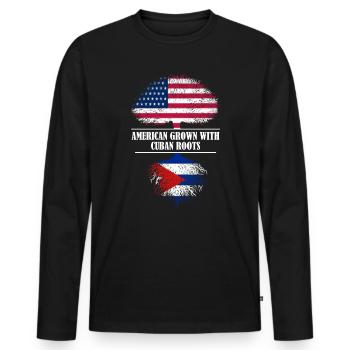 American grown with Cuban roots flag - Männer Premium Bio Langarmshirt - Schwarz - Vorne - Nico (187cm)