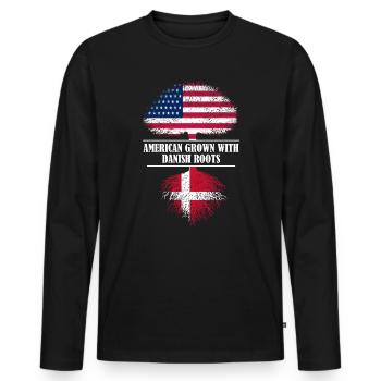 American grown with Danish roots Denmark - Men's Premium Organic Long Sleeve Shirt - black - Front - Nico (187cm)