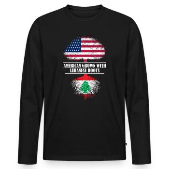 American grown with Lebanese roots Lebanon - Männer Premium Bio Langarmshirt - Schwarz - Vorne - Nico (187cm)