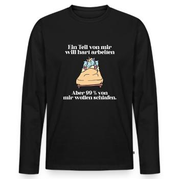 Ein part von mir möchte hart arbeiten - Männer Premium Bio Langarmshirt - Schwarz - Vorne - Nico (187cm)