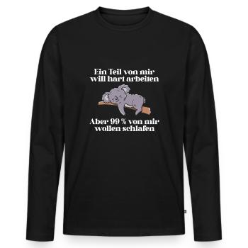 Ein part von mir möchte hart arbeiten - Männer Premium Bio Langarmshirt - Schwarz - Vorne - Nico (187cm)