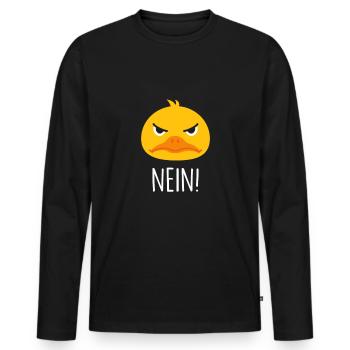 NEIN Ente - Männer Premium Bio Langarmshirt - Schwarz - Vorne - Nico (187cm)