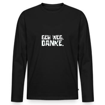 Geh weg danke - Männer Premium Bio Langarmshirt - Schwarz - Vorne - Nico (187cm)