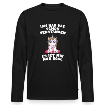 Ich hab das verstanden is mir nur egal - Männer Premium Bio Langarmshirt - Schwarz - Vorne - Nico (187cm)