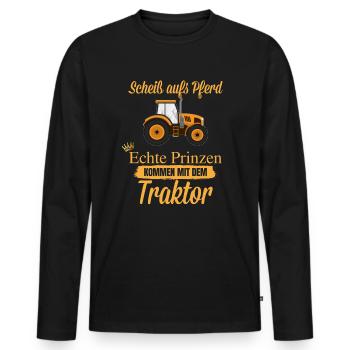 Scheiss aufs Pferd echte Prinzen kommen mit dem T - Männer Premium Bio Langarmshirt - Schwarz - Vorne - Nico (187cm)