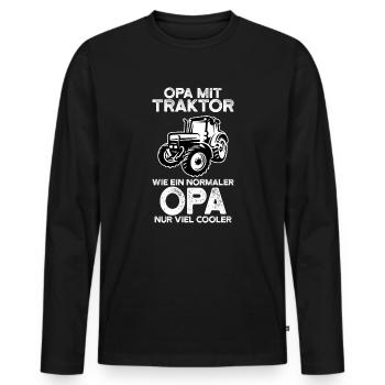 Opa mit Traktor wie ein normaler Opa nur viel coo - Männer Premium Bio Langarmshirt - Schwarz - Vorne - Nico (187cm)