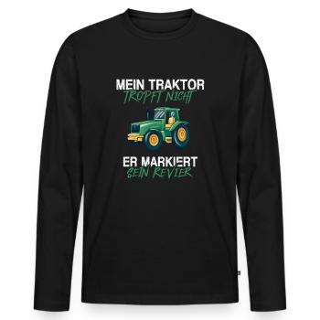 Mein Traktor tropft nicht er markiert sein Revier - Männer Premium Bio Langarmshirt - Schwarz - Vorne - Nico (187cm)