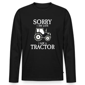 Excuse me I have seen a tractor farmer - Männer Premium Bio Langarmshirt - Schwarz - Vorne - Nico (187cm)
