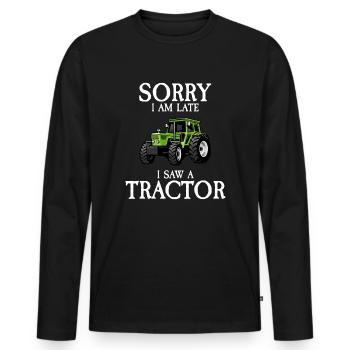 Excuse me I saw a tractor farmer - Männer Premium Bio Langarmshirt - Schwarz - Vorne - Nico (187cm)