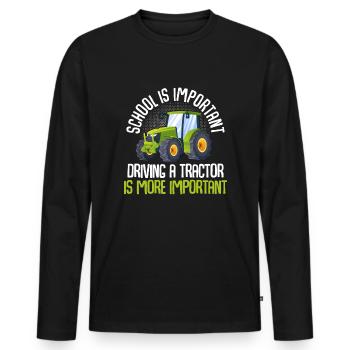 School is important Tractor driving is more import - Männer Premium Bio Langarmshirt - Schwarz - Vorne - Nico (187cm)