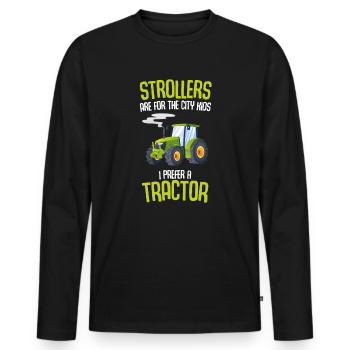 Je préfère un tracteur agricole - T-shirt manches longues Premium bio Homme - noir - Devant - Nico (187cm)