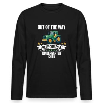 Out of the way here comes a kindergartner Tractor - Men's Premium Organic Long Sleeve Shirt - black - Front - Nico (187cm)