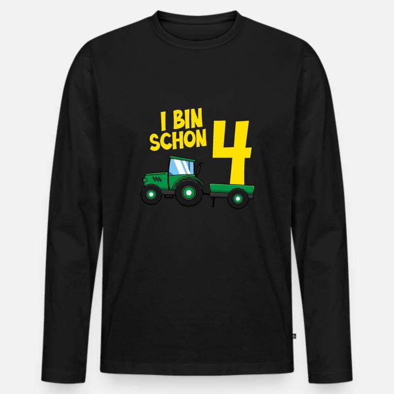 Ich bin schon 4 - Männer Premium Bio Langarmshirt - Schwarz