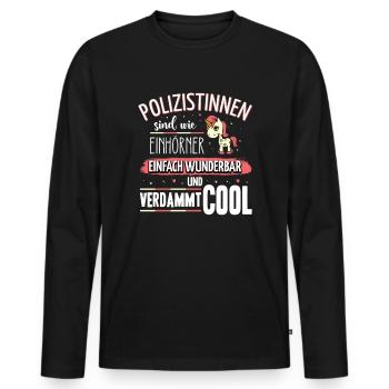 Polizistinnen sind wie Einhörner - Männer Premium Bio Langarmshirt - Schwarz - Vorne - Nico (187cm)