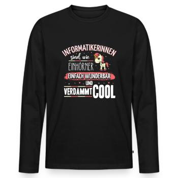 Informatikerinnen sind wie Einhörner - Männer Premium Bio Langarmshirt - Schwarz - Vorne - Nico (187cm)