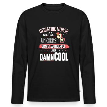 Les infirmières sont comme des licornes infirmières gériatriques - T-shirt manches longues Premium bio Homme - noir - Devant - Nico (187cm)