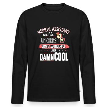 Les assistants médicaux sont comme des licornes Mfa - T-shirt manches longues Premium bio Homme - noir - Devant - Nico (187cm)