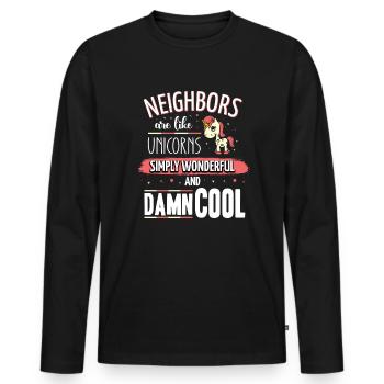 Les voisins sont comme le quartier des licornes - T-shirt manches longues Premium bio Homme - noir - Devant - Nico (187cm)