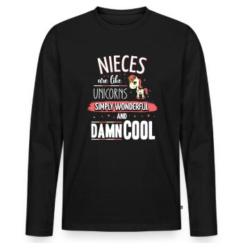 Les non-femmes sont comme des licornes Nièce - T-shirt manches longues Premium bio Homme - noir - Devant - Nico (187cm)