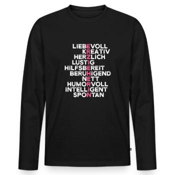 Liebevoll Herzlich Hilfsbereit Erzieherin - Männer Premium Bio Langarmshirt - Schwarz - Vorne - Nico (187cm)