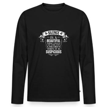 Silence est un bel éducateur - T-shirt manches longues Premium bio Homme - noir - Devant - Nico (187cm)
