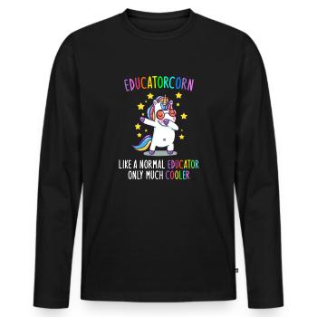 Educatorcorn comme un jardin d’enfants d’éducateur normal - T-shirt manches longues Premium bio Homme - noir - Devant - Nico (187cm)