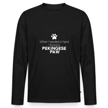 Hand Pekingese Paw - Men's Premium Organic Long Sleeve Shirt - black - Front - Nico (187cm)