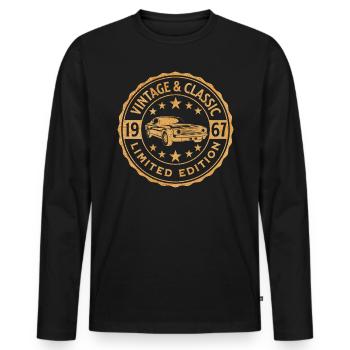 Vintage Car 1967 55 Years Anniversary - Men's Premium Organic Long Sleeve Shirt - black - Front - Nico (187cm)