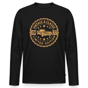 Vintage Car 1977 45 Years Anniversary - Men's Premium Organic Long Sleeve Shirt - black - Front - Nico (187cm)