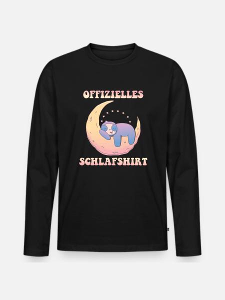 Offzielles Schlafshirt Faultier - Männer Premium Bio Langarmshirt - Schwarz
