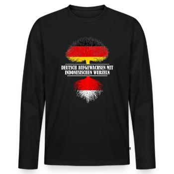 Deutsch mit indonesischen Wurzeln - Männer Premium Bio Langarmshirt - Schwarz - Vorne - Nico (187cm)