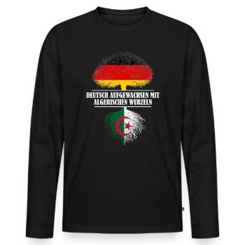 Deutsch mit algerischen Wurzeln - Männer Premium Bio Langarmshirt - Schwarz - Vorne - Nico (187cm)