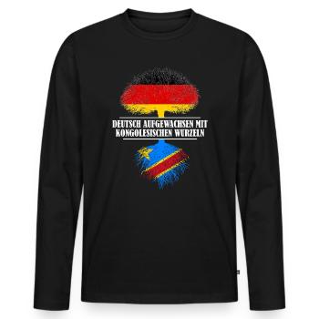 Deutsch mit kongolesischen Wurzeln - Männer Premium Bio Langarmshirt - Schwarz - Vorne - Nico (187cm)