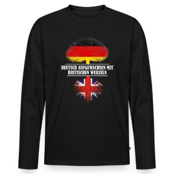 Deutsch mit britischen Wurzeln - Männer Premium Bio Langarmshirt - Schwarz - Vorne - Nico (187cm)