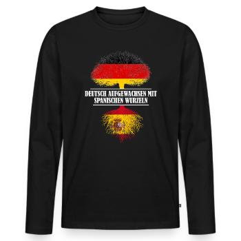 Deutsch mit spanischen Wurzeln - Männer Premium Bio Langarmshirt - Schwarz - Vorne - Nico (187cm)