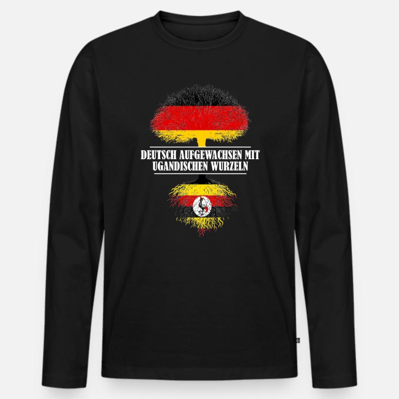 Deutsch mit ugandischen Wurzeln - Männer Premium Bio Langarmshirt - Schwarz