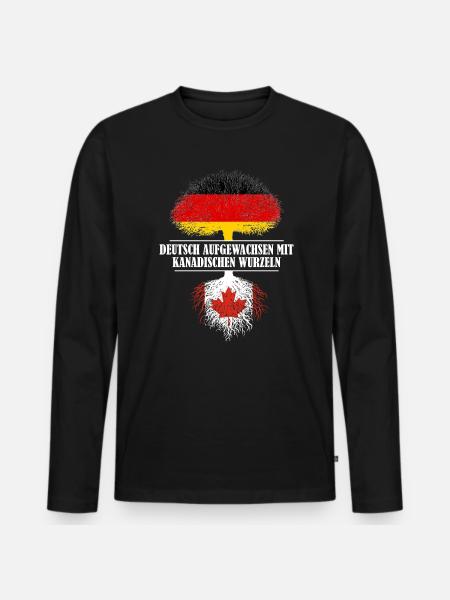 Deutsch mit kanadischen Wurzeln - Männer Premium Bio Langarmshirt - Schwarz