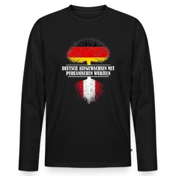 Deutsch mit peruanischen Wurzeln - Männer Premium Bio Langarmshirt - Schwarz - Vorne - Nico (187cm)